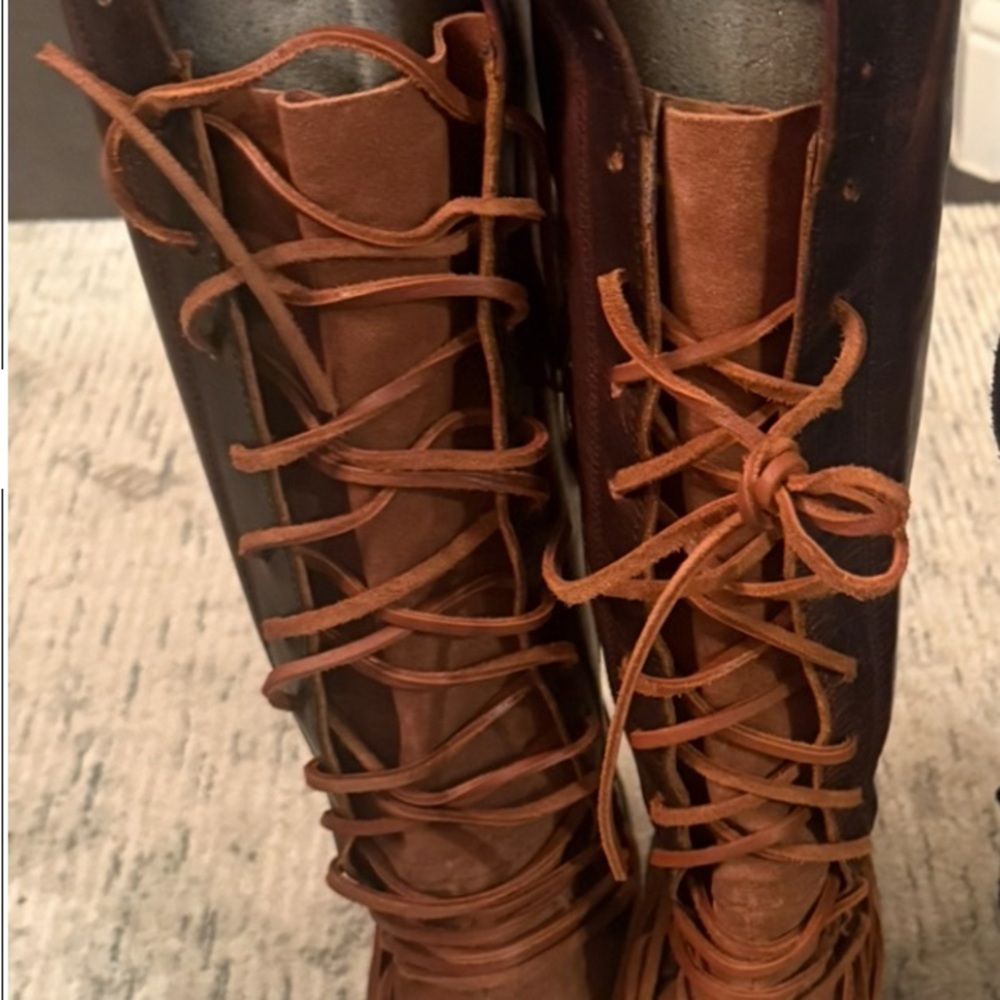 NEW Freebird Brown and Tan Leather Knee-High Boots. - Picture 7 of 7